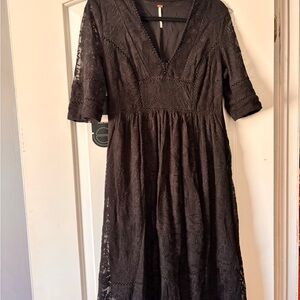 Free People Black Lace Midi Dress